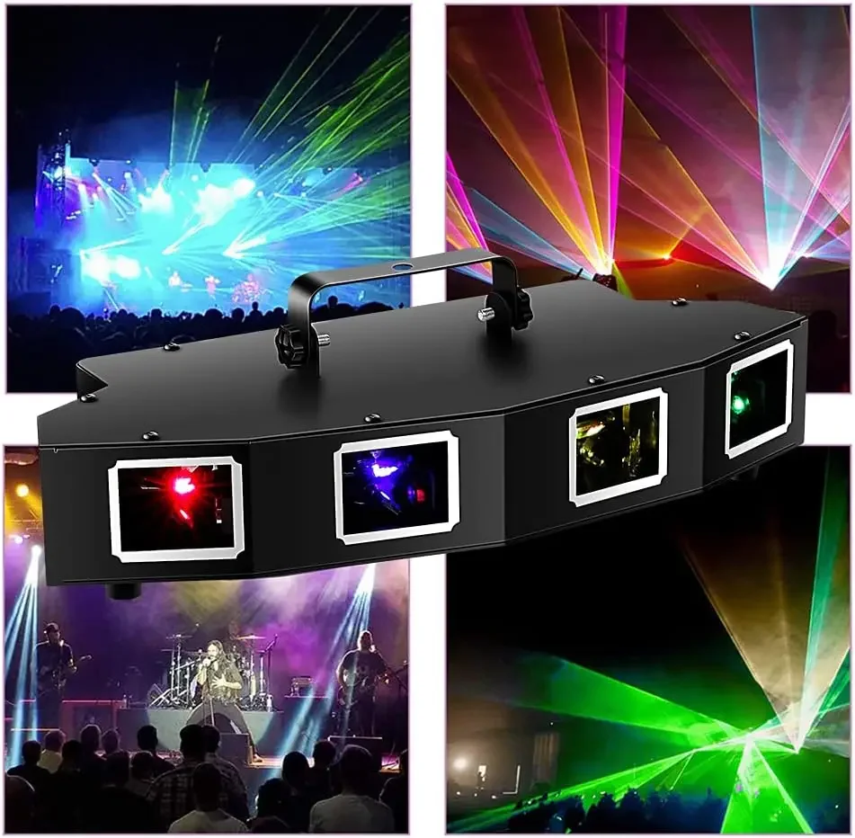 4 Holes Sector Disco Beam Stage Laser Light Voice Control  DMX-512 Lazer DJ Lighting Holiday lighting Indoor For Night Club Bar