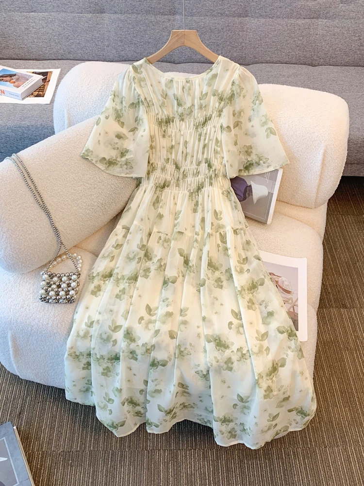 فستان نسائي مقاس كبير من NYFS لصيف 2025 فساتين طويلة فضفاضة عالية الخصر مطبوعة رداء Elbise على الطراز الكوري #3