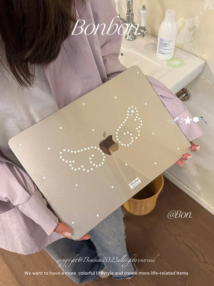 Polka Dot Wing Glitter Laptop Case For Macbook Neo 13 A3404 New Air Pro 13 14 15 16 M1 M2 M3 M4 M5 Chip For MacBook Accessories