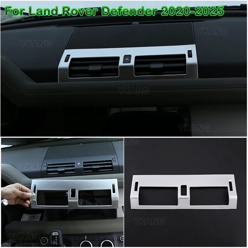 For Land Rover Defender 110 130 2020-2022 ABS Chrome/Carbon Fiber Car Central Control Air Outlet Decorative Frame Trim Accessory