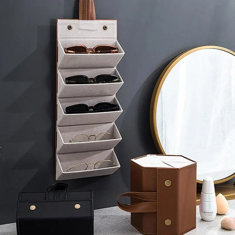 Multiple Pairs Travel Sunglasses Organizer Case 3/5 Slot Multi Glasses Storage Case Portable Foldable Eyeglasses Holder Box