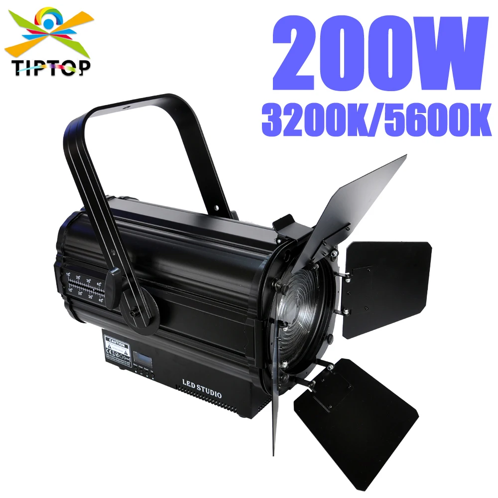 TIPTOP 200W White Led Studio Light Manual Zoom Stage Led Profile Light LCD Display RDM Address DMX 512 Control Barndoor