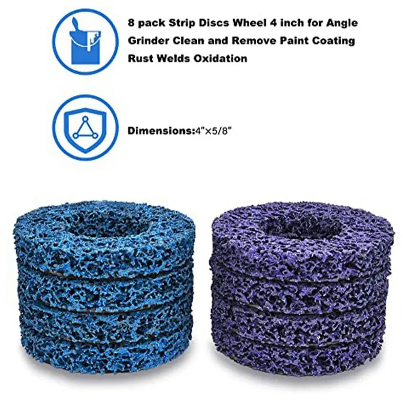 ABJJ 8 Pack Strip Disc Stripping Wheel Parts For Angle Grinders Remove Rust Paint Stripping Wheel Clean Coating Welds, 4X5/8 Inc