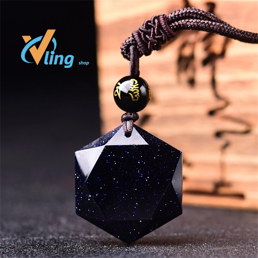 2022 100% Natural Obsidian Six-Mang Star Pendant Jewelry Fine Jewelry Bagua Star Energy Stone crystal couple Necklace