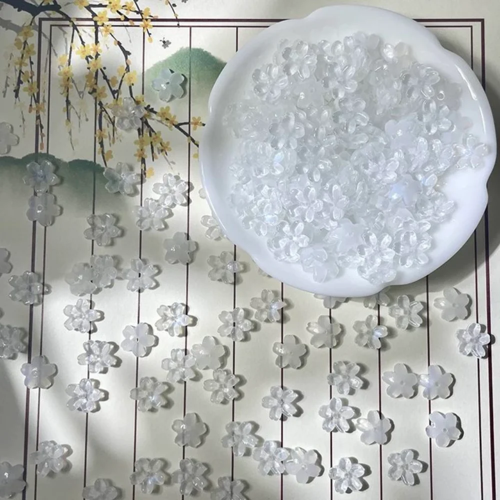 100 шт., градиентные цвета, восточные вишневые бусины, ручная работа, 3D мини-разделитель Сакура, свободные бусины, каваи, прозрачные