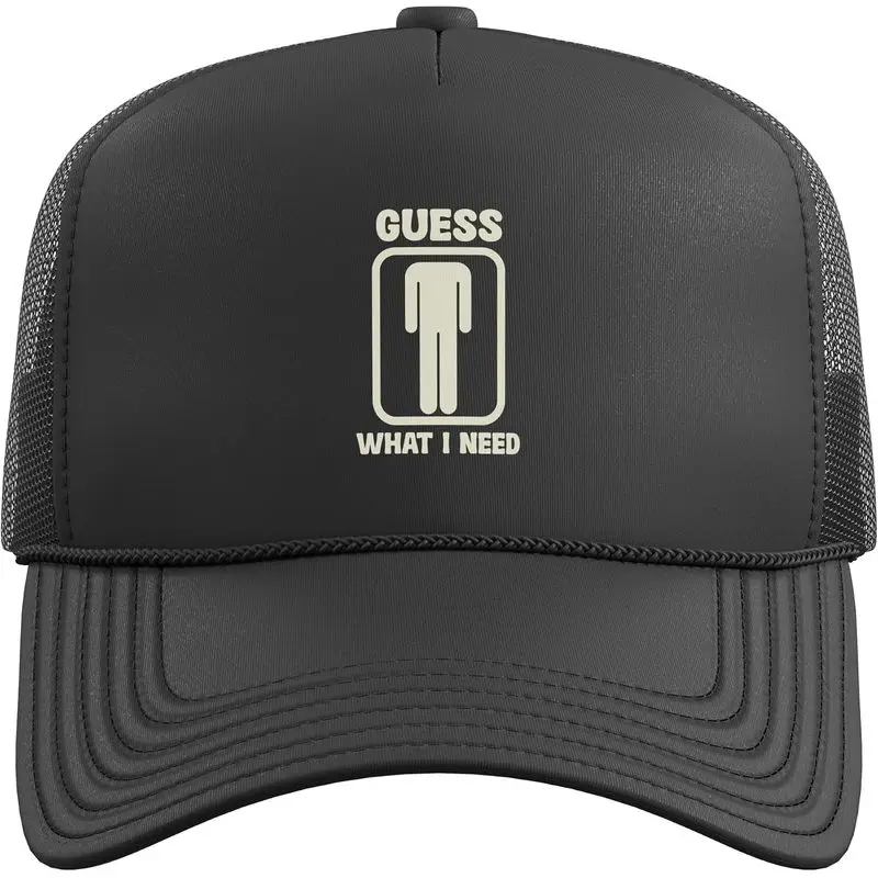Guess What I Need Head Graphic Trucker Hat with Adjustable Mesh Back