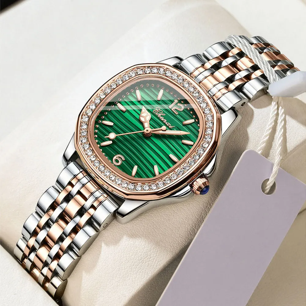 CHENXI Simple Women's Watch Luxury Diamond Stainless Steel Quartz Watches Fashion Dress Wristwatches Clock Gift for Ladies