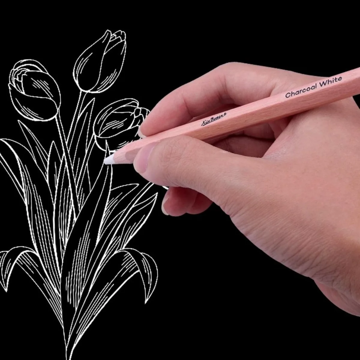 2 Pçs/set Engrossado Esboçar Lápis de Carvão Branco Arte Destaque Lápis Para Desenho Iniciante e Shading Papelaria