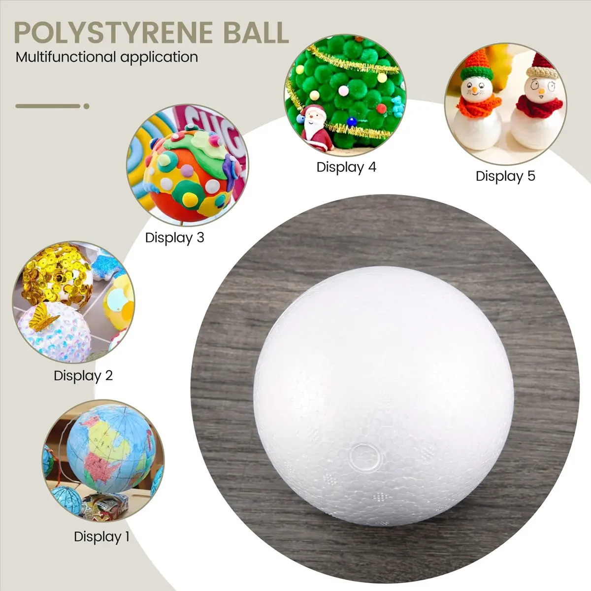 A78I 10 x Modelling Craft Polystyrene Foam Ball Sphere 10cm---White