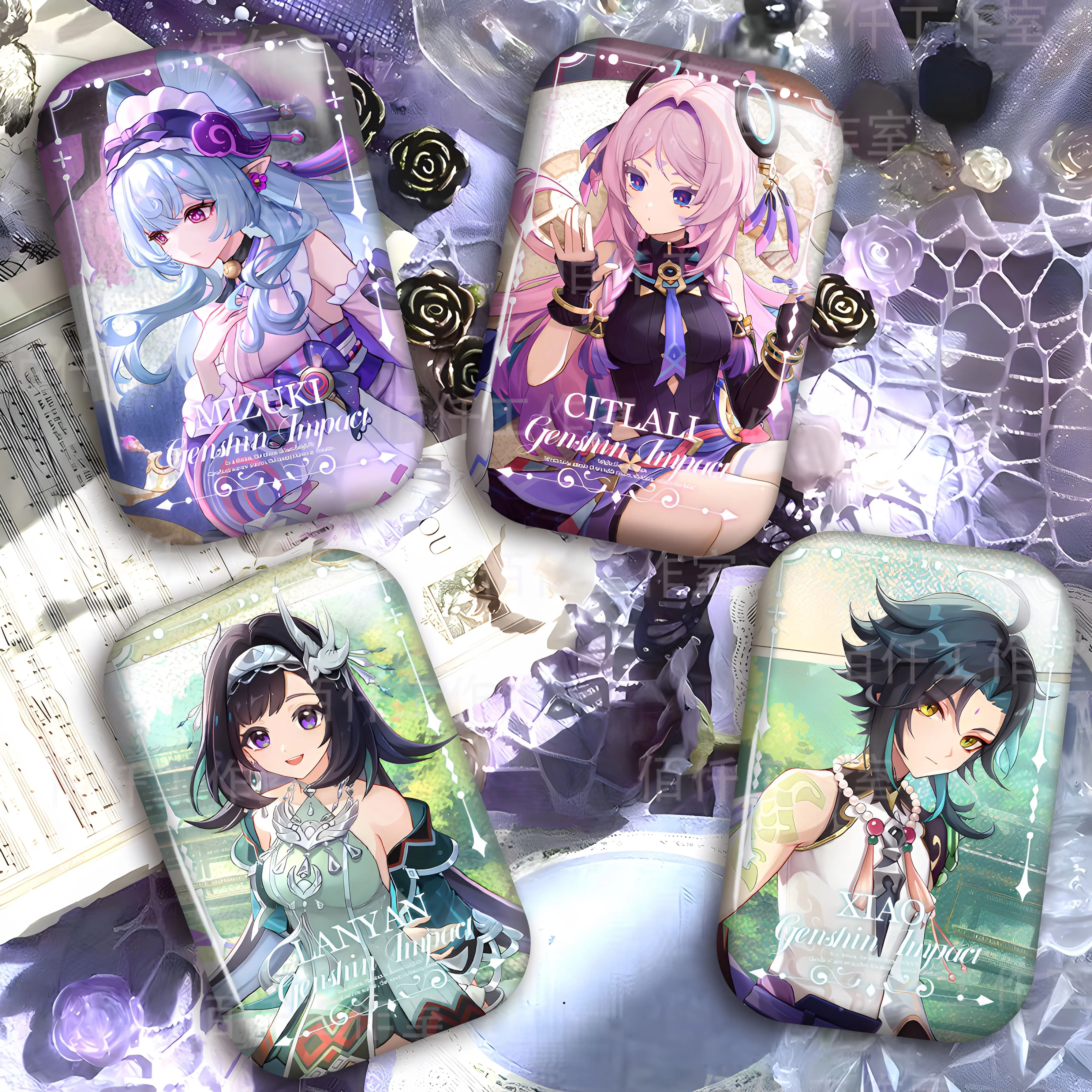 Anime Game Genshin Impact  Lan Yan Xiao Yumemizuki Mizuki Citlali Kawaii Cosplay Metal Long Badge Itabag Button Brooch