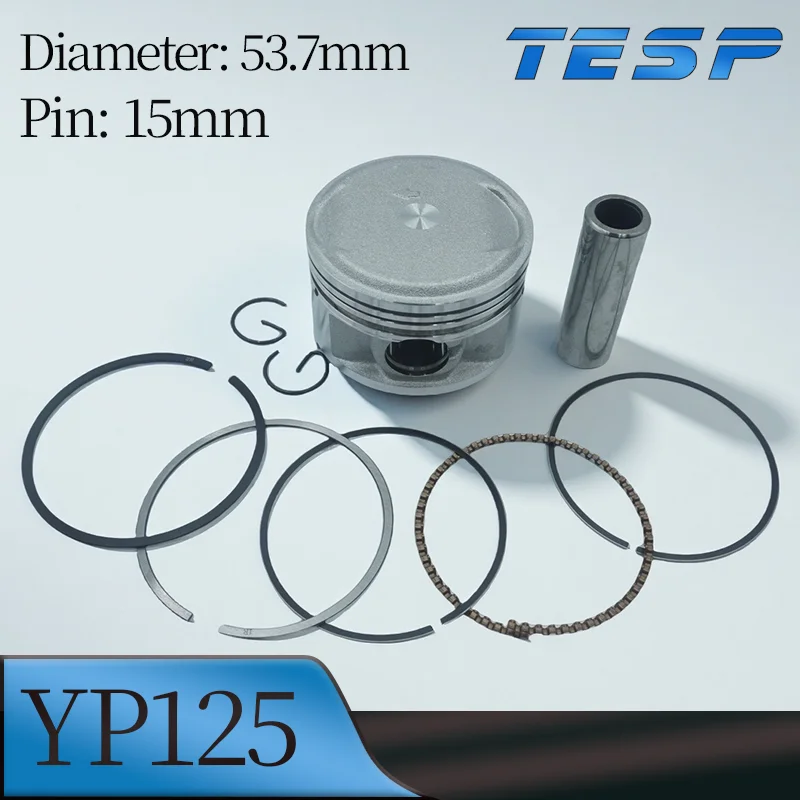 Kit de pistón de 125cc para Yamaha YP125 Majesty MBK Skyliner XN125 XQ125 Maxster 5DS-11631-00 Conjunto de pistón de pasador de 15 mm de diámetro de 53,7 mm