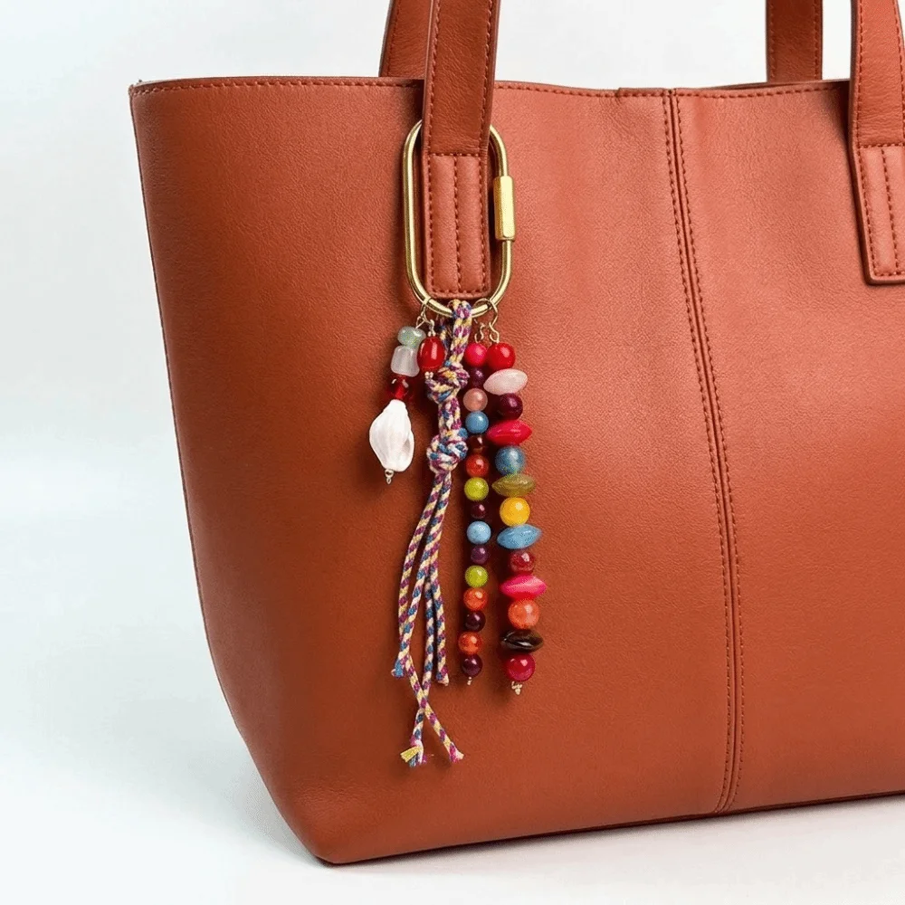 Multi-color Conch Bag Pendant Hanger DIY Beads Keychain Candy Color Korean Heart Key Ring Car Accessory