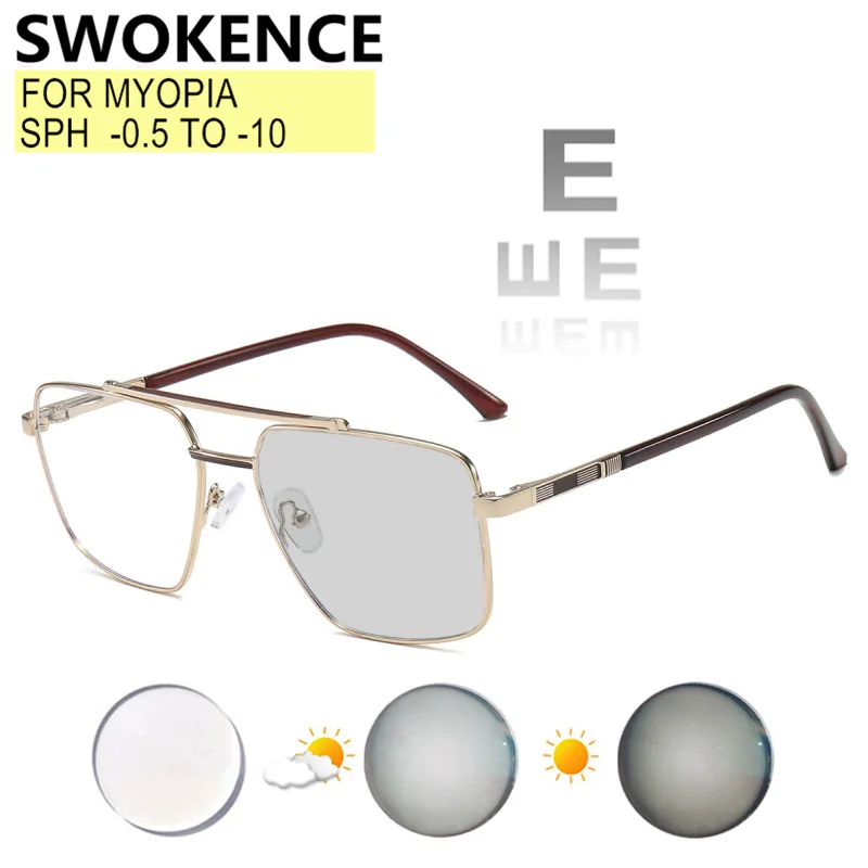 

Prescription Glasses Custom Myopia And Astigmatism Men Women High End Twin Beams Alloy Frame Anti Blue Ray Or Photochromic F162