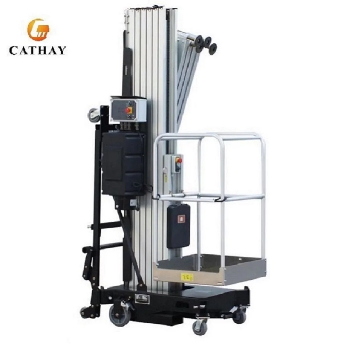 New Cathaylift Electric Push Around Vertical Hydraulic Single Mast Lift Shandong Origin for Sale