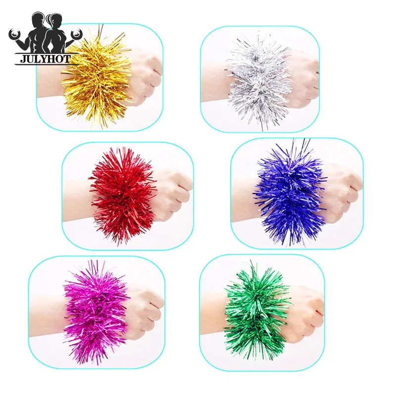 2Pcs Apply To Sports Game Pompoms 7 Styles Cheering Flower Ball Performance Dance Wrist Flower Sports Games Bracelet
