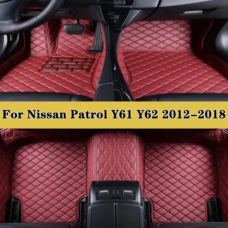 Car Foot Pads For Nissan Patrol Y61 Y62 2012-2018 Protective Pad Leather Car Accessories Floor Mats Automobile Carpet Cover