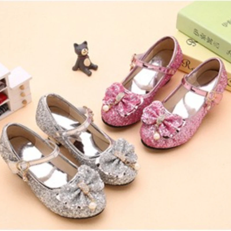 

Girl Princess Shoes Spring New Girl High Heels Water Diamond Girl Shoe Child Performance Shoe evasive kids Shoe kids party shoes