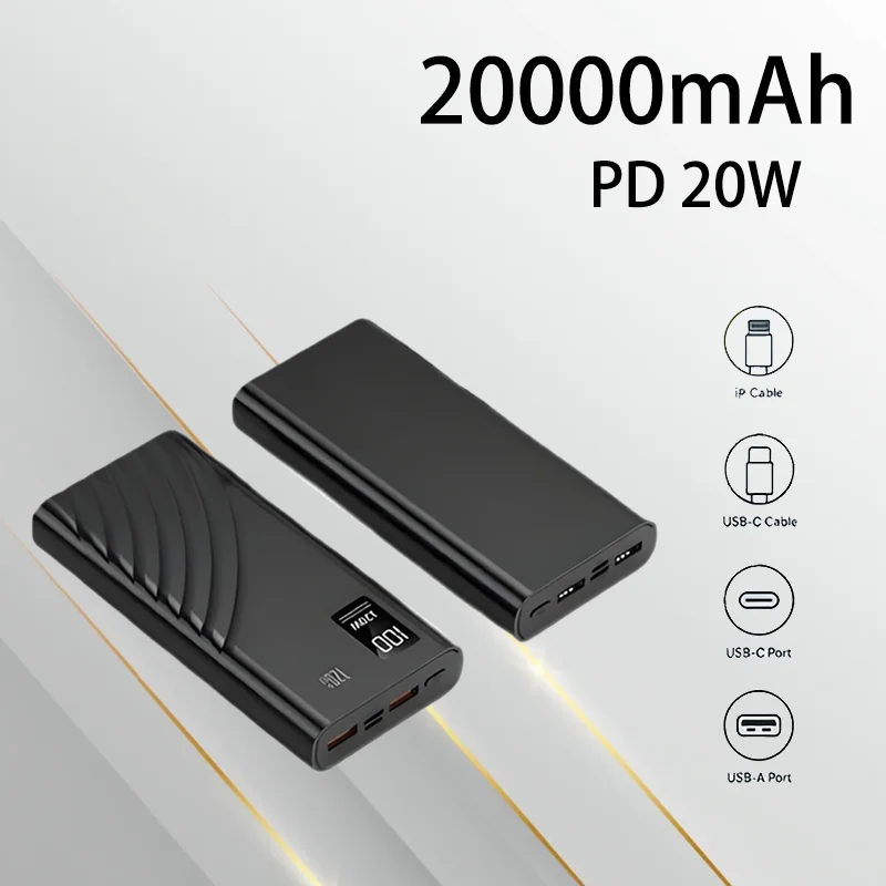 

PD Two-way Fast Charging Power Bank Smart Ice Core Not Hot 10000/20000 MAh Self-contained Cable Emergency Available