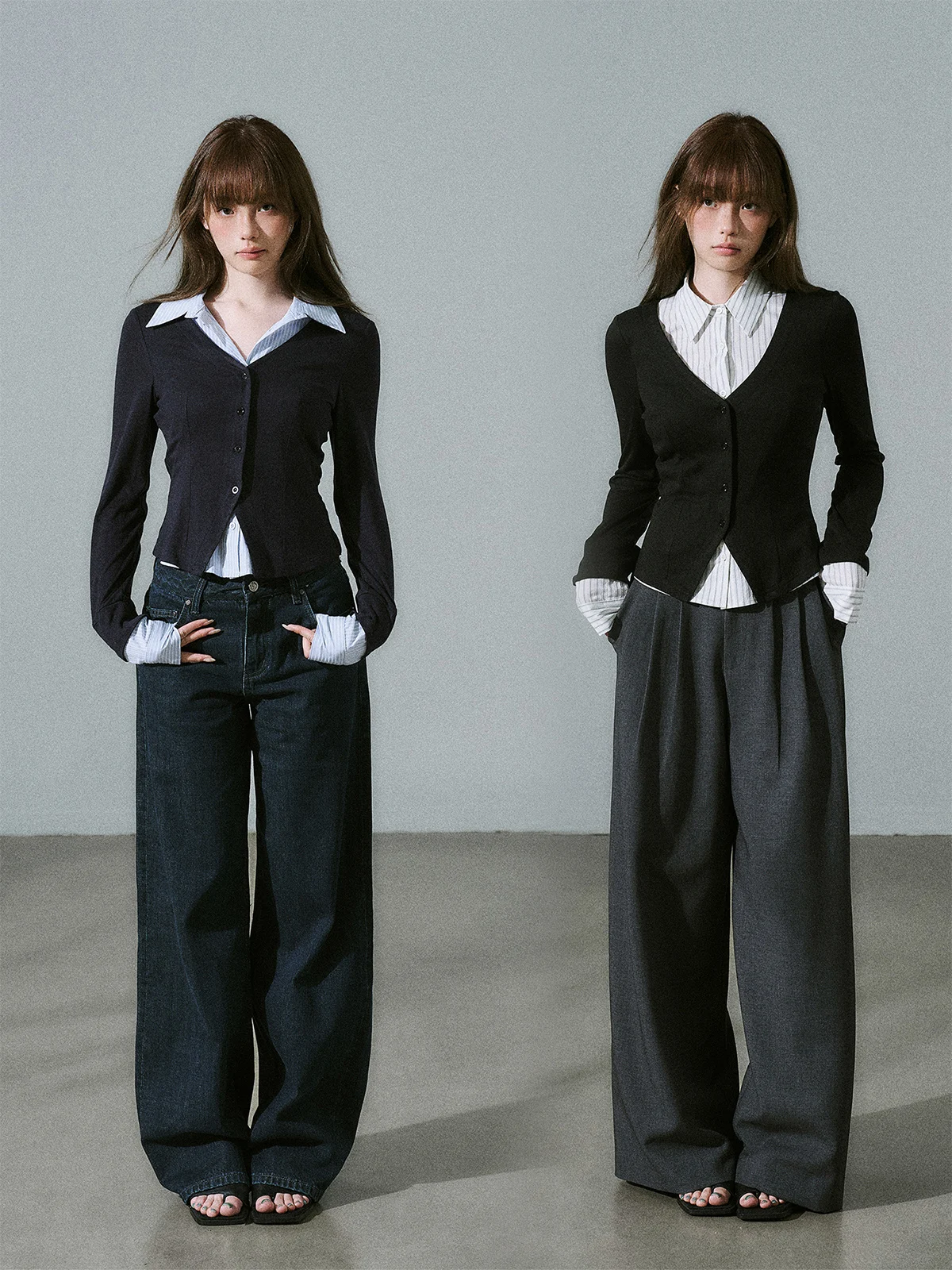 

Lost Forest, офисные девушки, многослойные поездки, высокий nce, льняная шерстяная полосатая основа, осень-зима, новые длинные све айт для женщин