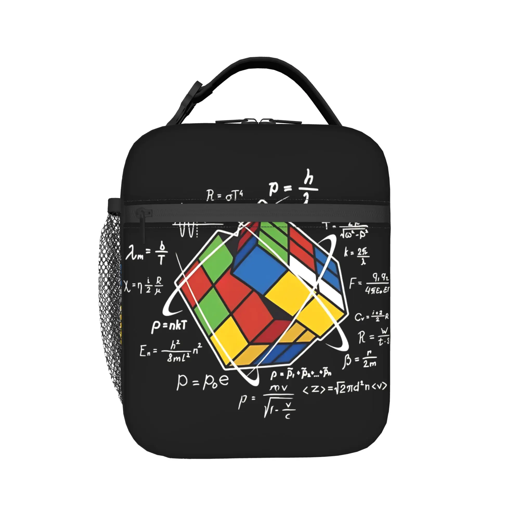 Math Rubik Rubix Rubics Player Cube Maths  Lunch Bag For Child  Travel Graphic Lunch Box Retro Oxford Tote Food Bags