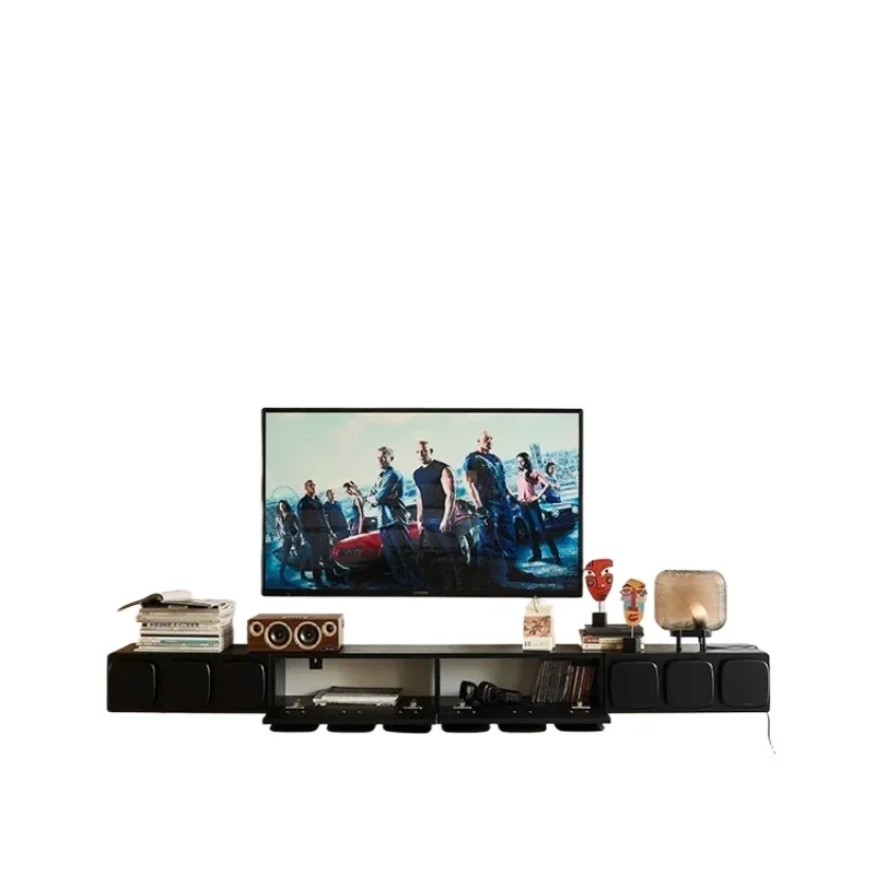 

French retro suspended TV cabinet, small household small ultra-narrow storage cabinet