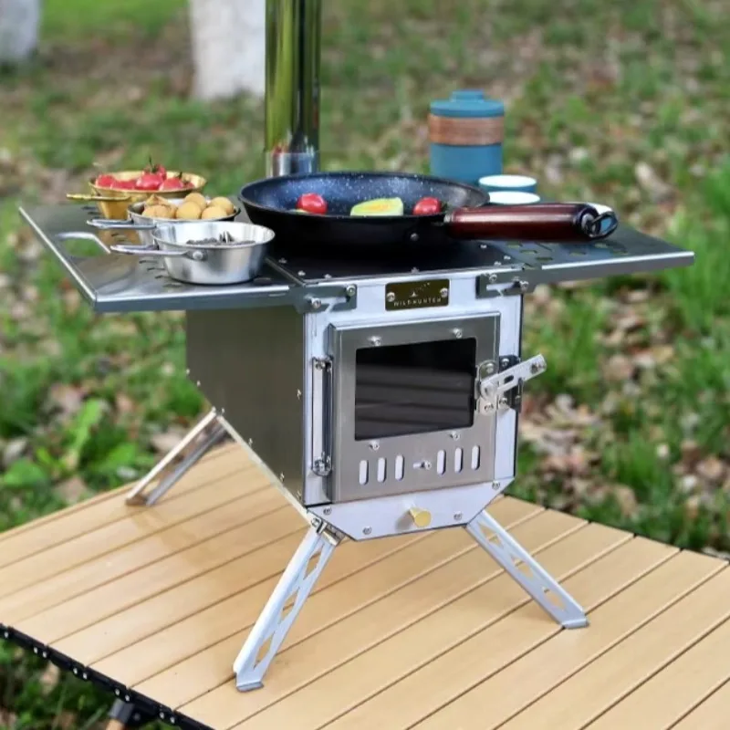 

Портативная нагревательная пожарная печь из нержавеющей стали, складной камин, нагревательные печи для пикника, принадлежности для приготовления пищи на открытом воздухе