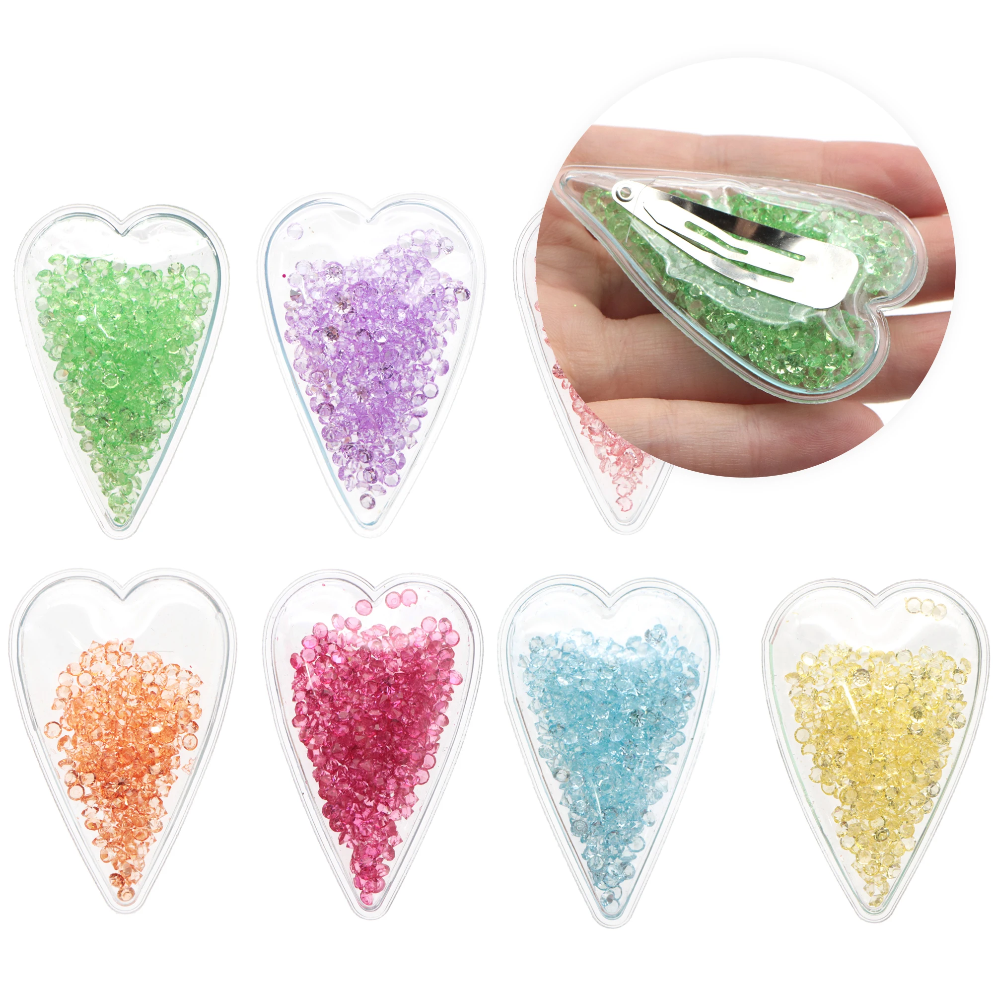 Diamond-filled quicksand heart accessory DIY hair accessory hairpin PVC sequin hair cover
