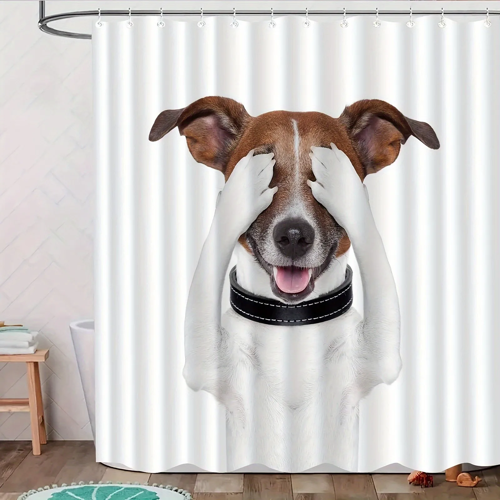 

Занавеска для душа с рисунком белого щенка из мультфильма, моющаяся грязеотталкивающая насадка для душа, водонепроницаемая полиэстеровая занавеска для ванны для домашнего декора