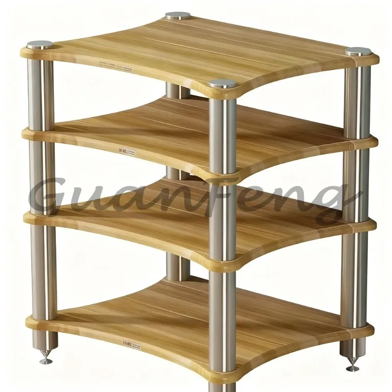 Power Amplifier Cabinet & Audio Speaker Stand, Equipment Shelf with Shock Absorber Foot Nails for Audio Gear