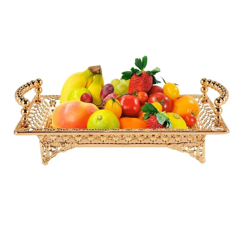 European Delicate Fruit Plate, Luxury Gold Tray, Fruit Plate, Home Cake Tray-AT30