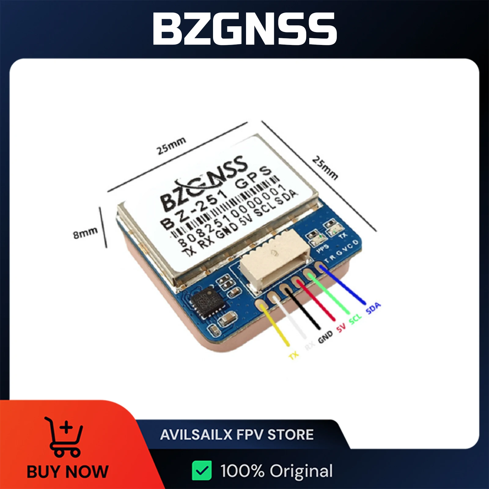 

BZGNSS BZ121 BZ181 BZ251 Dual Protocol GPS Module for FPV Drone, Fixed Wing, RC Plane with FailSafe RTH (Return to Home) and Pos