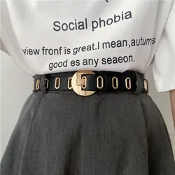 New Spring Summer Single Exhaust Eye Button PU Leather Belt Soft Fashion Gold Pin Buckle Waistbands For Dress Women Jeans Belts