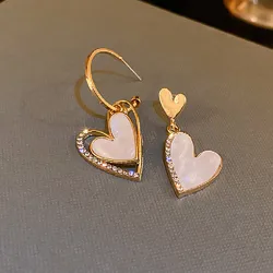 Punk Girl Earrings Korean Version Fashion New Crystal Asymmetric Love Earrings Light Luxury Autumn And Winter All-match Earrings