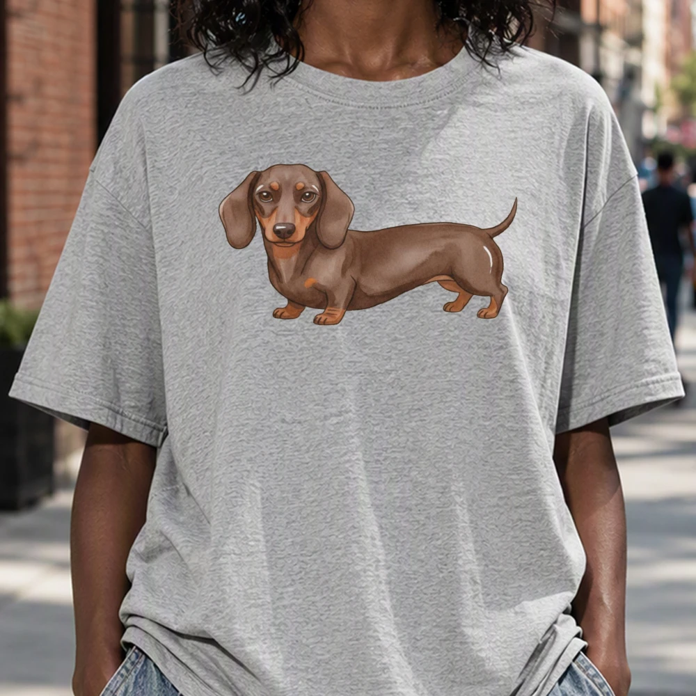 Realistic Dachshund Dog Portrait Women T Shirt Cute Puppy Lover Graphic Tee Casual Summer Streetwear Top Animal Pet Owner Gift