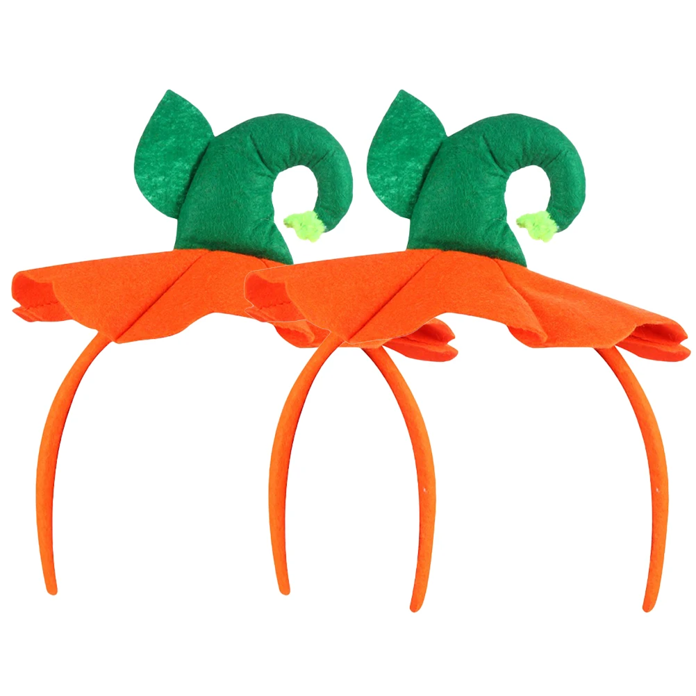 

2Pcs Pumpkin Pumpkin Hat Headpiece Costume Halloween Hairb Accessory Party Favor Plastic Material One Size Fits Women