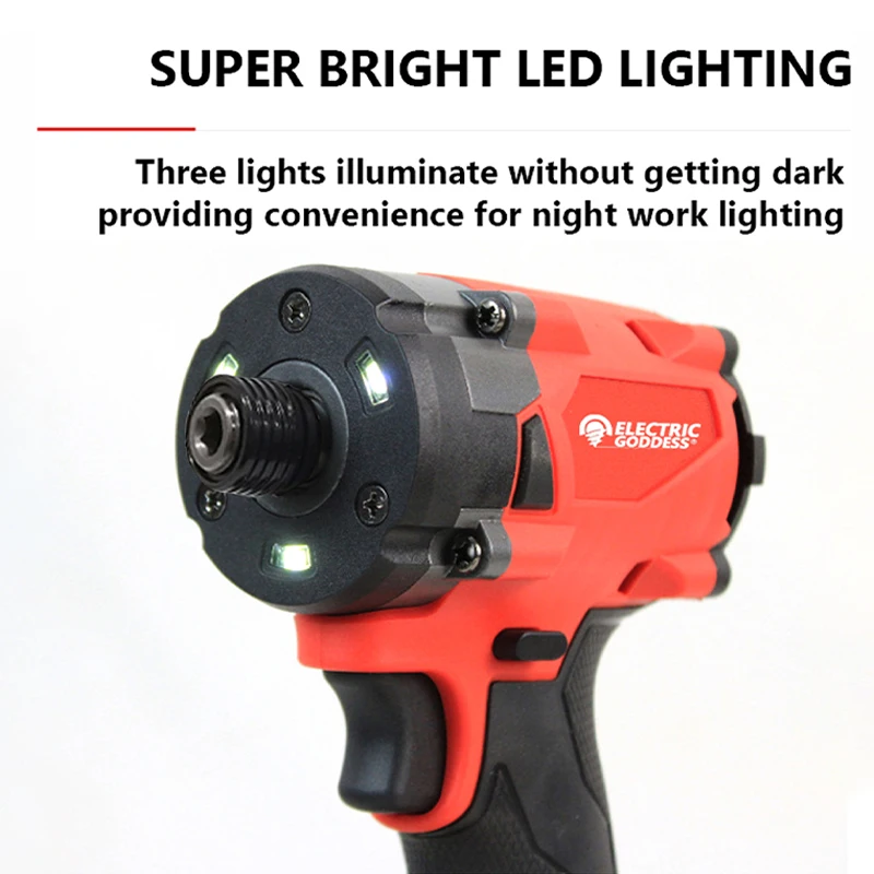 Imagem -06 - Cordless Bateria de Lítio Recarregável Elétrica Deusa Brushless Impact Driver 500nm 20v Motor Chave Chave de Fenda Pow