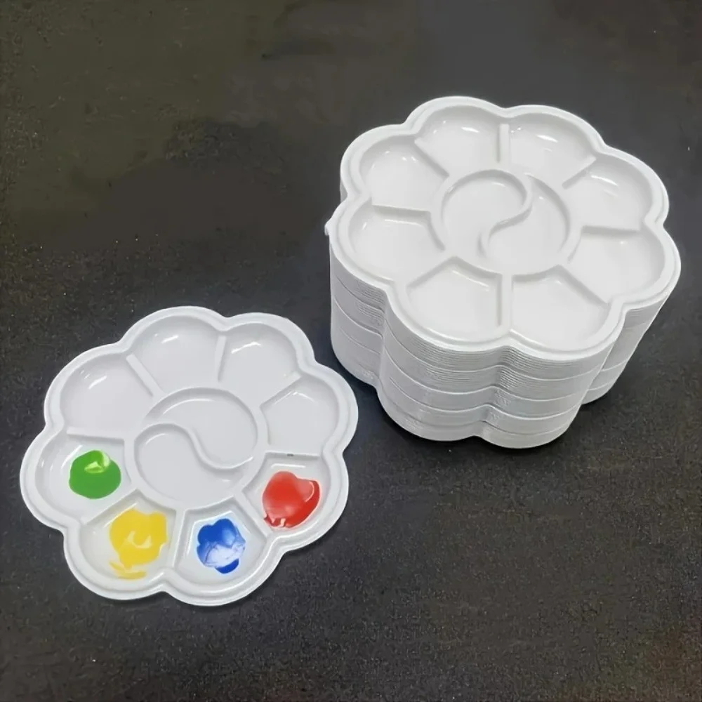 8/38Pcs/Bag, 8.0cm Disposable Cherry‑Blossom Plastic Palette, DIY Painting Decor Art Supplies