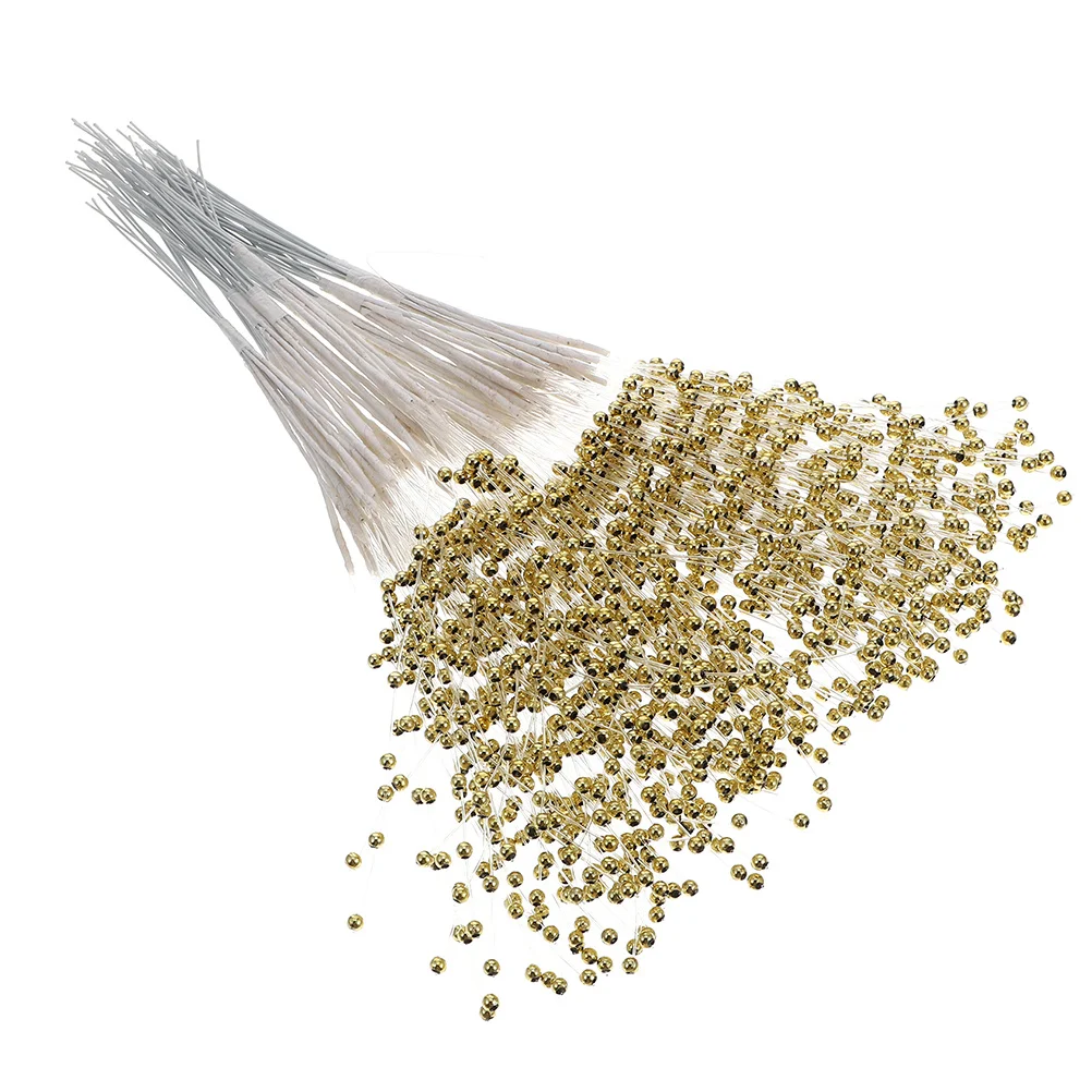 

100Pcs Pearl String Beads Artificial Bouquet Plastic Sticks Wedding Bridal Decoration Garland Supplies Plastic Pearl Sticks