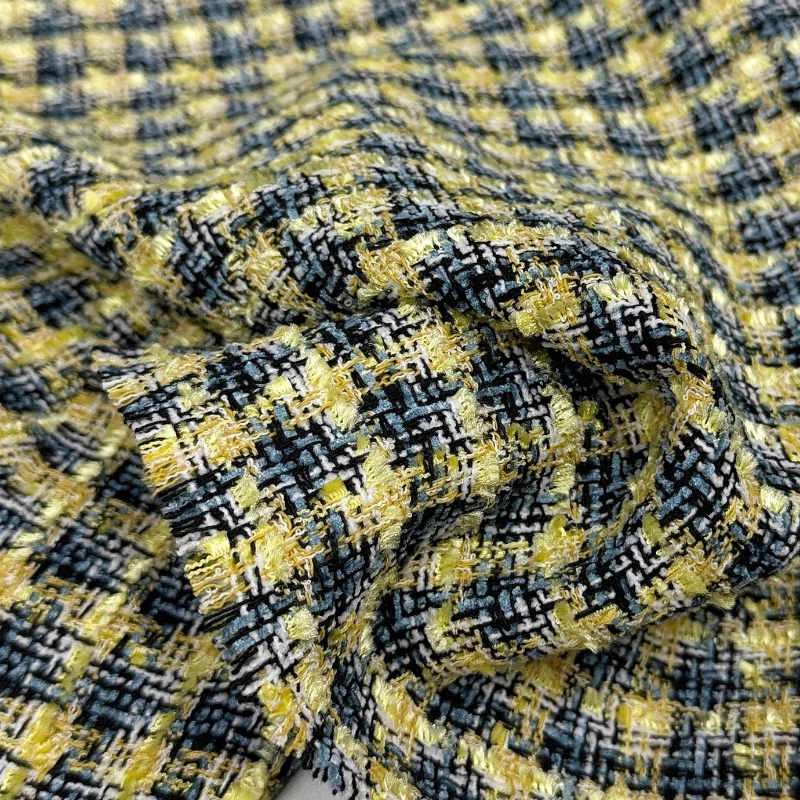 달콤한 노란색 파란색 격자무늬 디자이너 트위드 원단 수 - Sewing Tweed 리뷰 및 가격