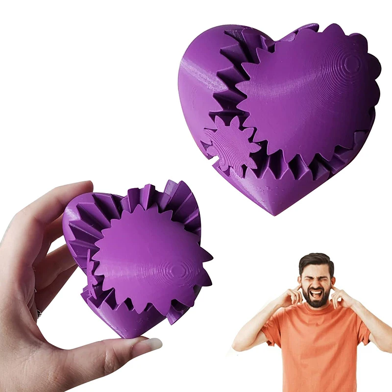 

3D Printed Heart Gear Ball Spin Ball Gear Sphere Fidget Toy Activity Gear Ball Desktop Toy Work Travel Stress Relief Fidget Gift