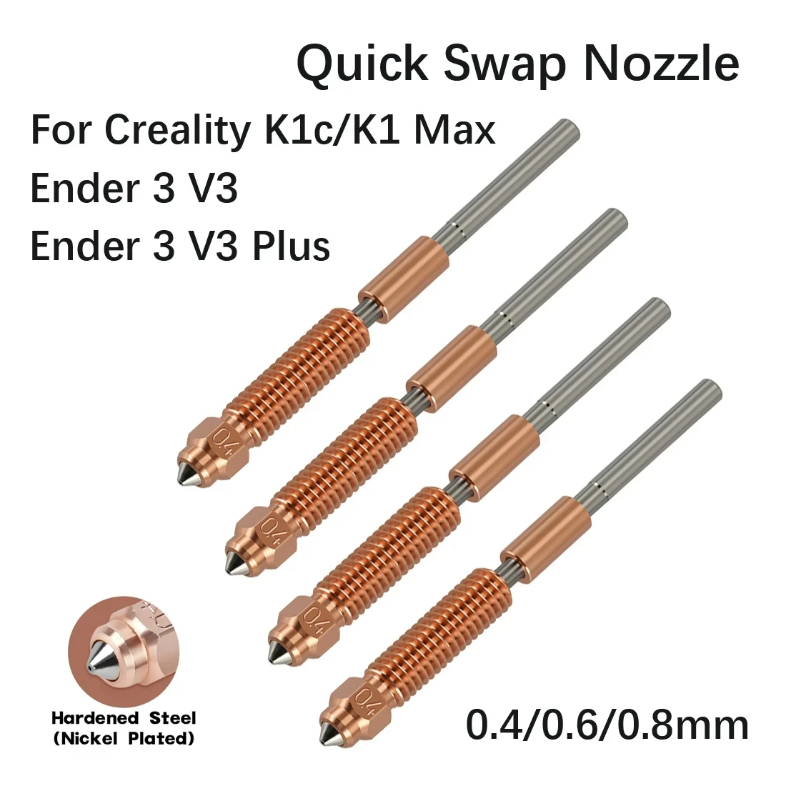 For Creality K1c Nozzle K1 Max Nozzle Kit Ender 3 V3 Nozzle Hardened Steel Quick Swap All-in-one High Flow Bimetal Heatbreak