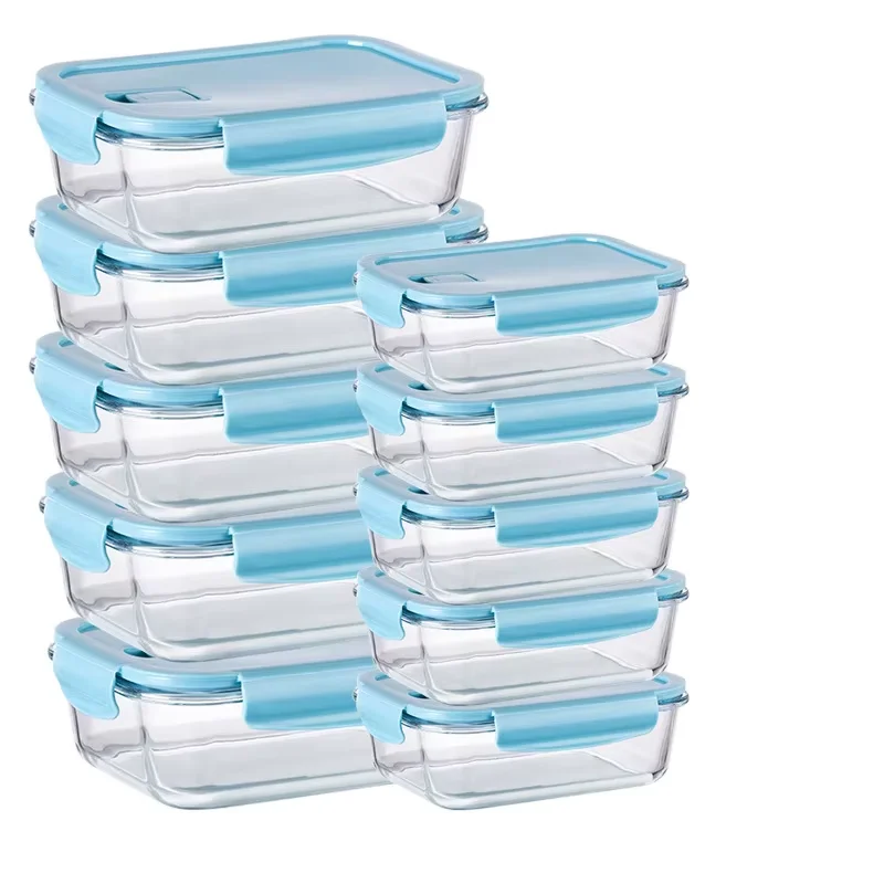 

[10-Pack] Glass Meal Prep Containers Lids Food Storage Containers Snap Locking Lids, Airtight Lunch Containers