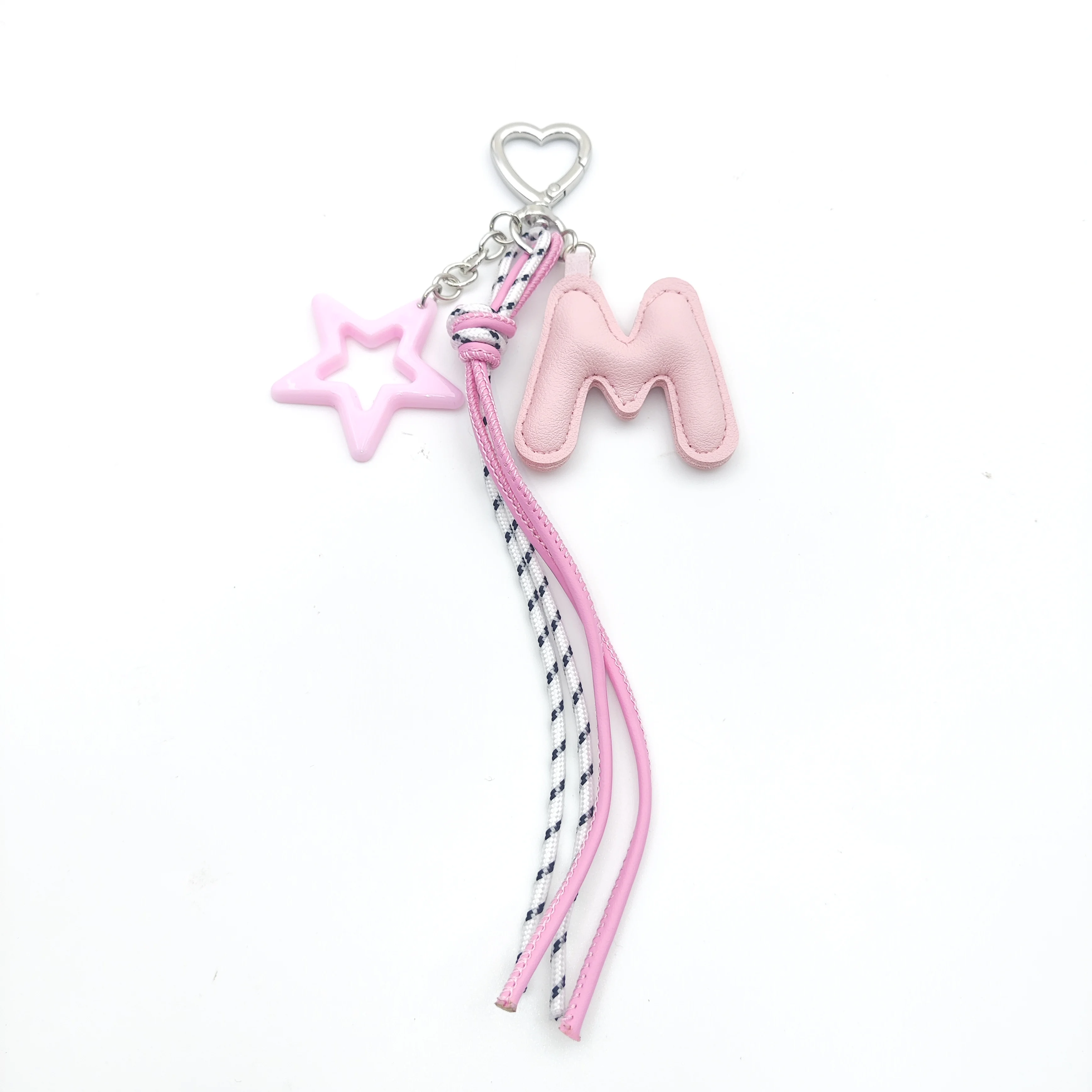 Leder A-Z Initialen-Schlüsselanhänger mit Stern-Quaste und Herz-Verschluss, Alphabet-Taschenanhänger, Personalisierter Geldbörsen- und Rucksackanhänger, Kleines Geschenk – Detail 14