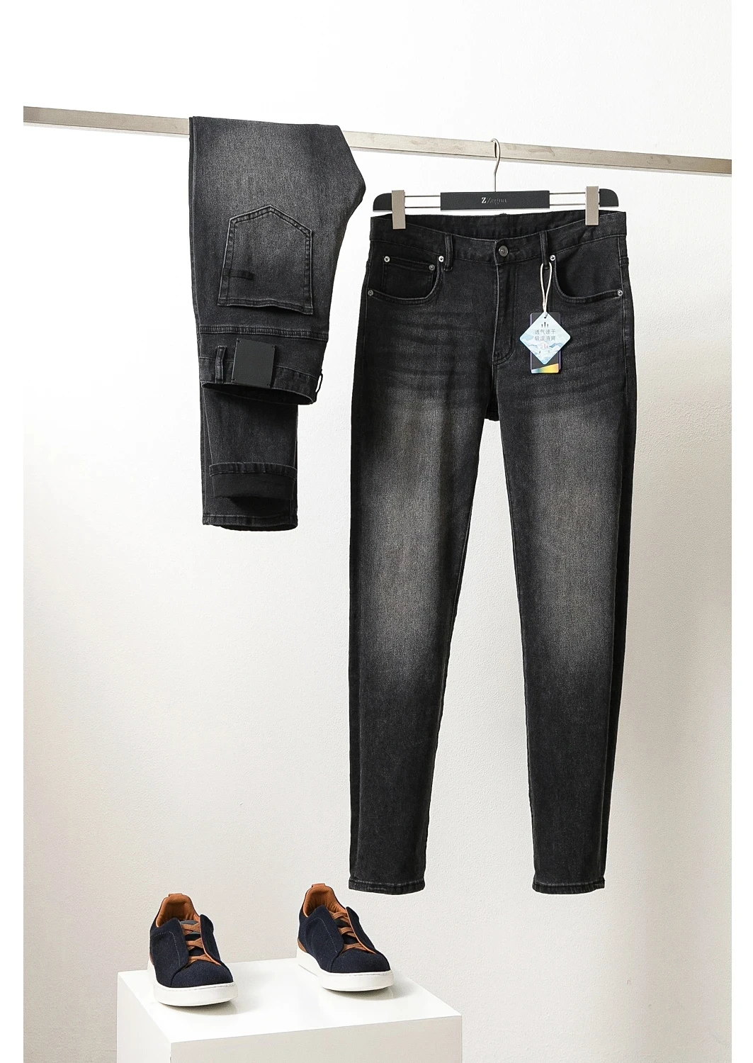 

Breathable Casual Men's Jeans Slim Straight Leg Cotton Blend Spring Autumn Lightweight Classic Sle Straight Foot