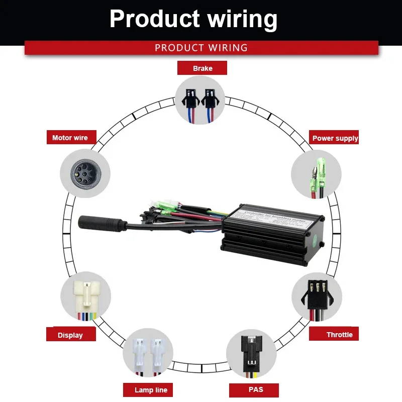 

Bicycle KT 36V/48V Controller E-Bike KT-16A SineWave Controller with Lamp Wire for 350W Motor Electric Bicycle Accessories