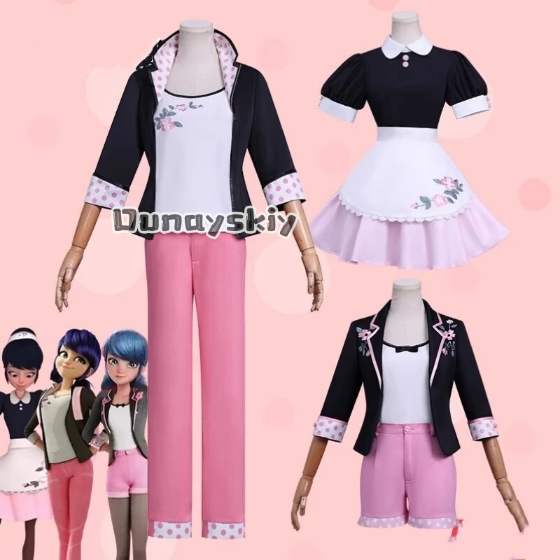 Fantasia de Cosplay Marinette Marin, Uniforme para Festa de Halloween, Disfarce de Anime Feminino para Festa a Fantasia