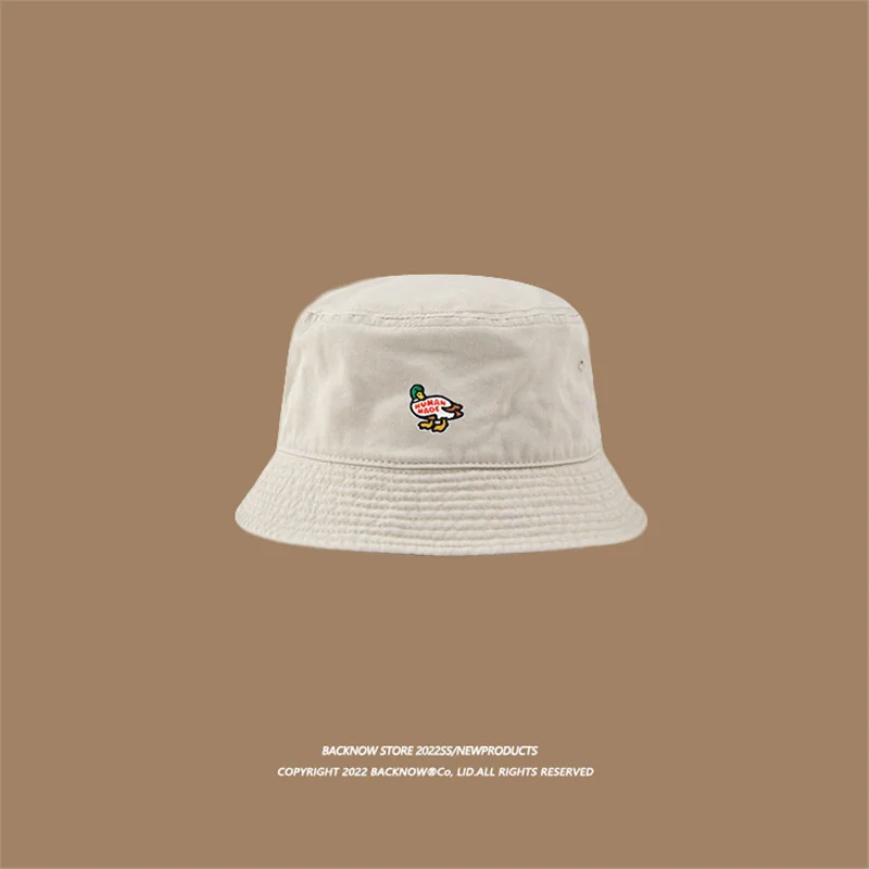 japanese-version-2026-new-human-duck-solid-color-vintage-bucket-hat-soft-top-casual-face-slimming-sun-hat