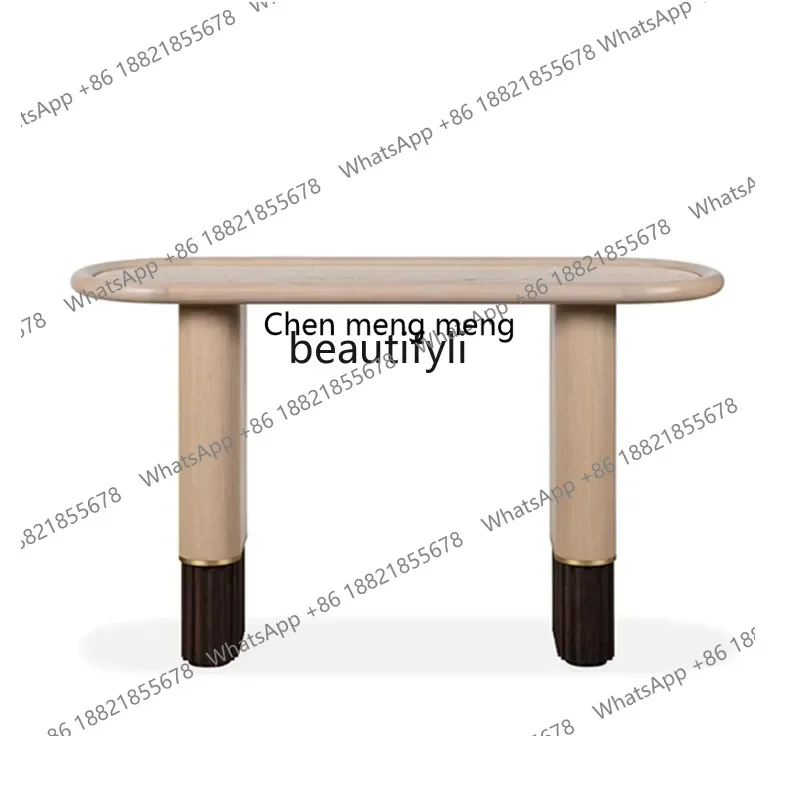 New arrive Italian light luxury marble solid wood entrance table hotel clubhouse corridor end view table model room entrance pla