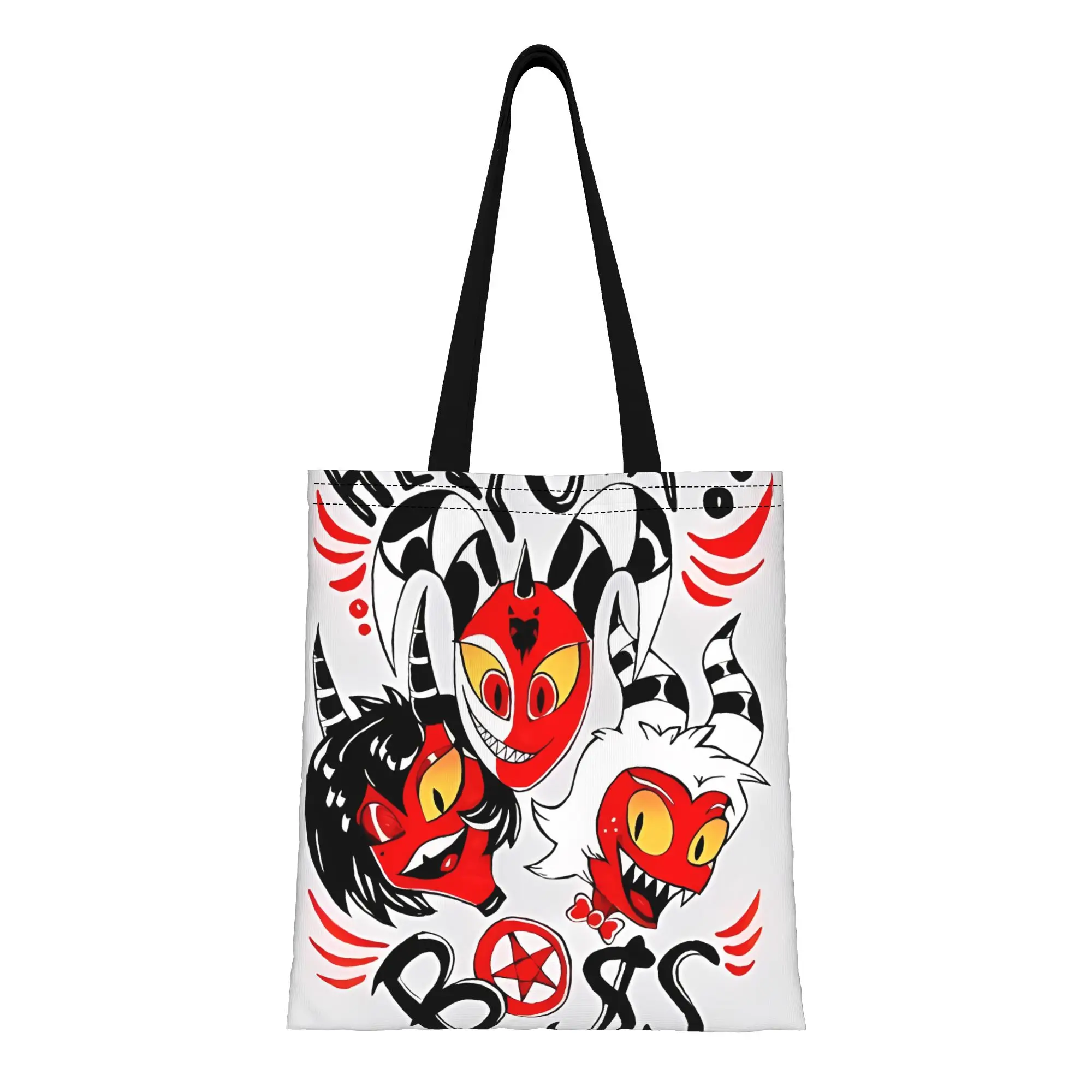 

Женская холщовая сумка-тоут H-Helluva Boss Blitzo для покупок, путешествий, активного отдыха, прочная сумка через плечо, подарок на выпускной или День молодежи