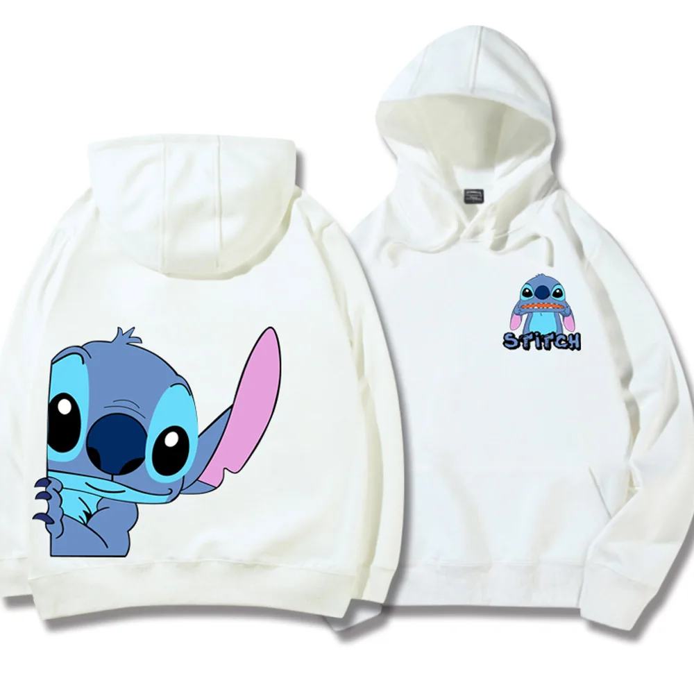 Disney Sweatshirt Stitch Cartoon Print Hoodie Pullover Couple Unisex Ladies Pocket Top  Graphic Hoodies